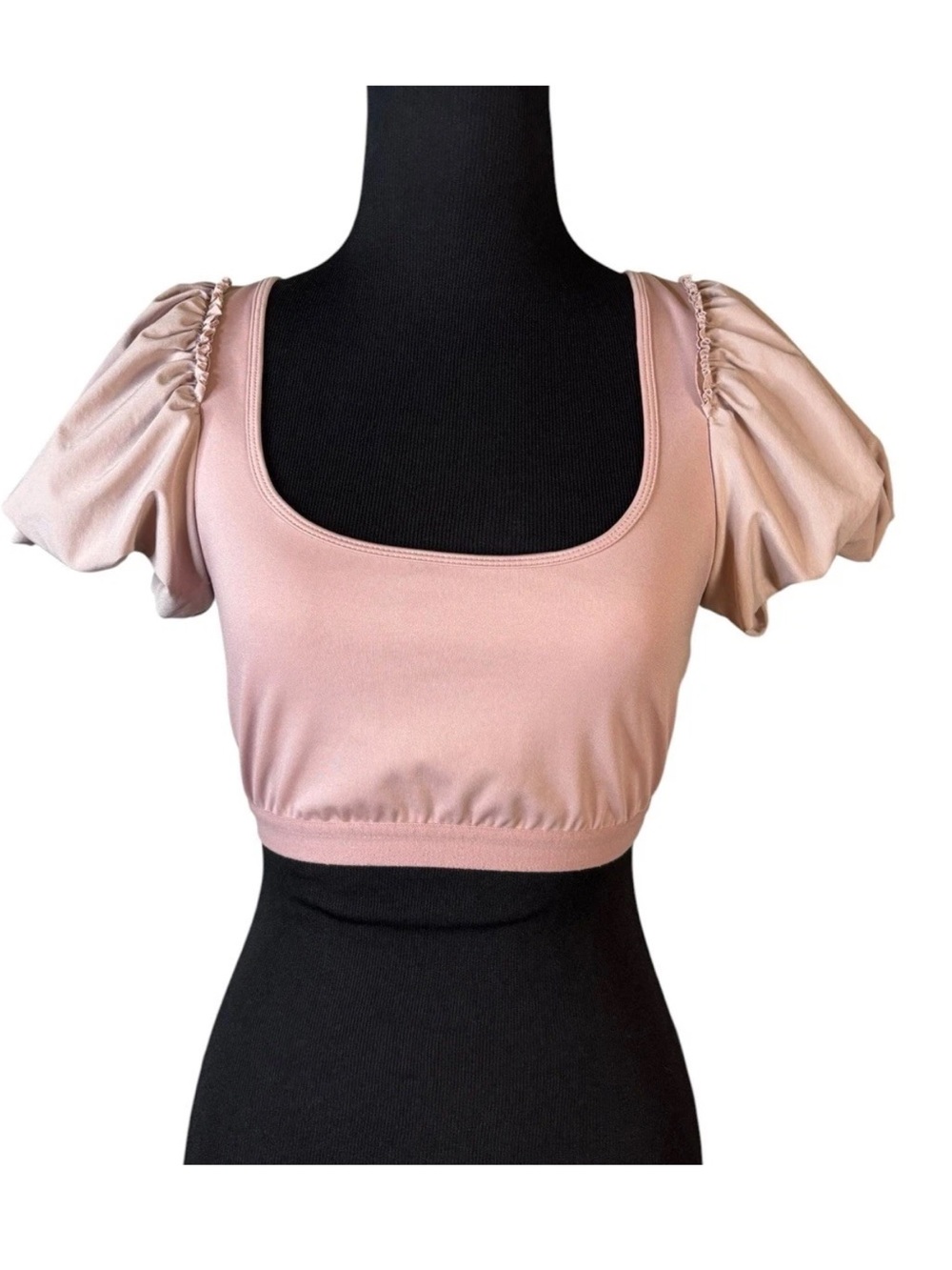 FP Movement Puff Sleeve Ballet Top Size Small S Light Mauve Open Back Yoga